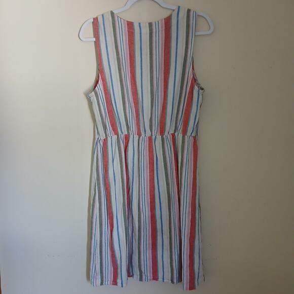 Old Navy Sleeveless Striped Button Up Dress Large Retro Mod Tunic - Picture 2 of 4